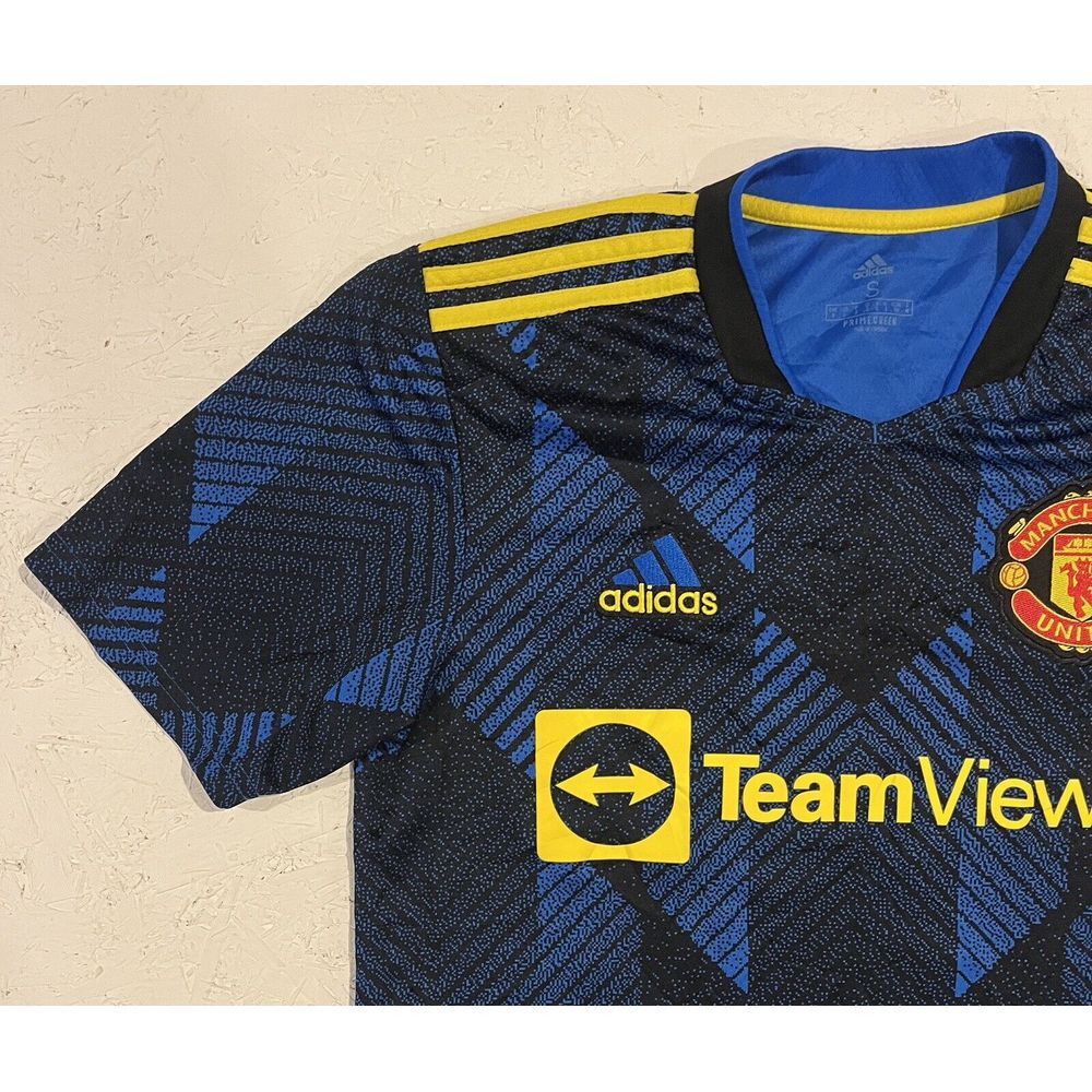 Manchester United 2021 2022 Third Adidas Jersey Kit Shirt Small Blue Yellow - Picture 4 of 9